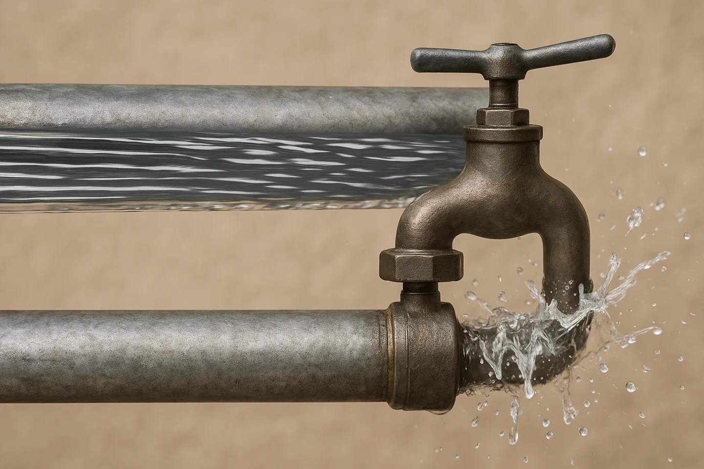 Water hammer pipe with tap